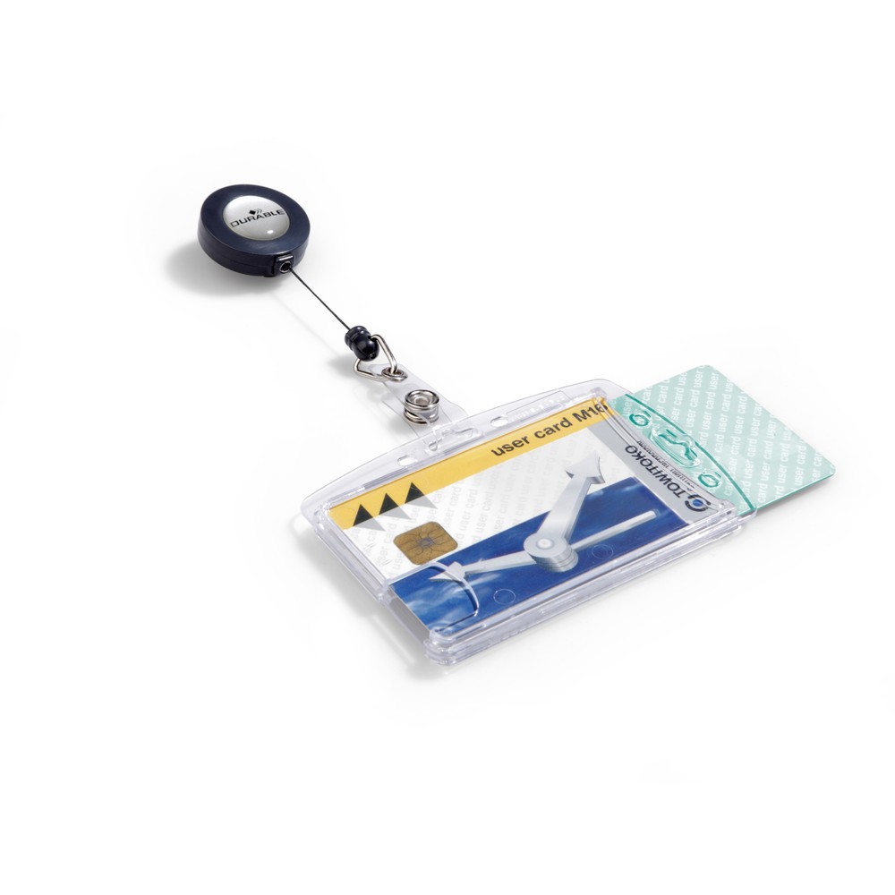 Número de imagen del producto 1: Funda rígida DURABLE para 2 carnés de empresa, con yo-yo