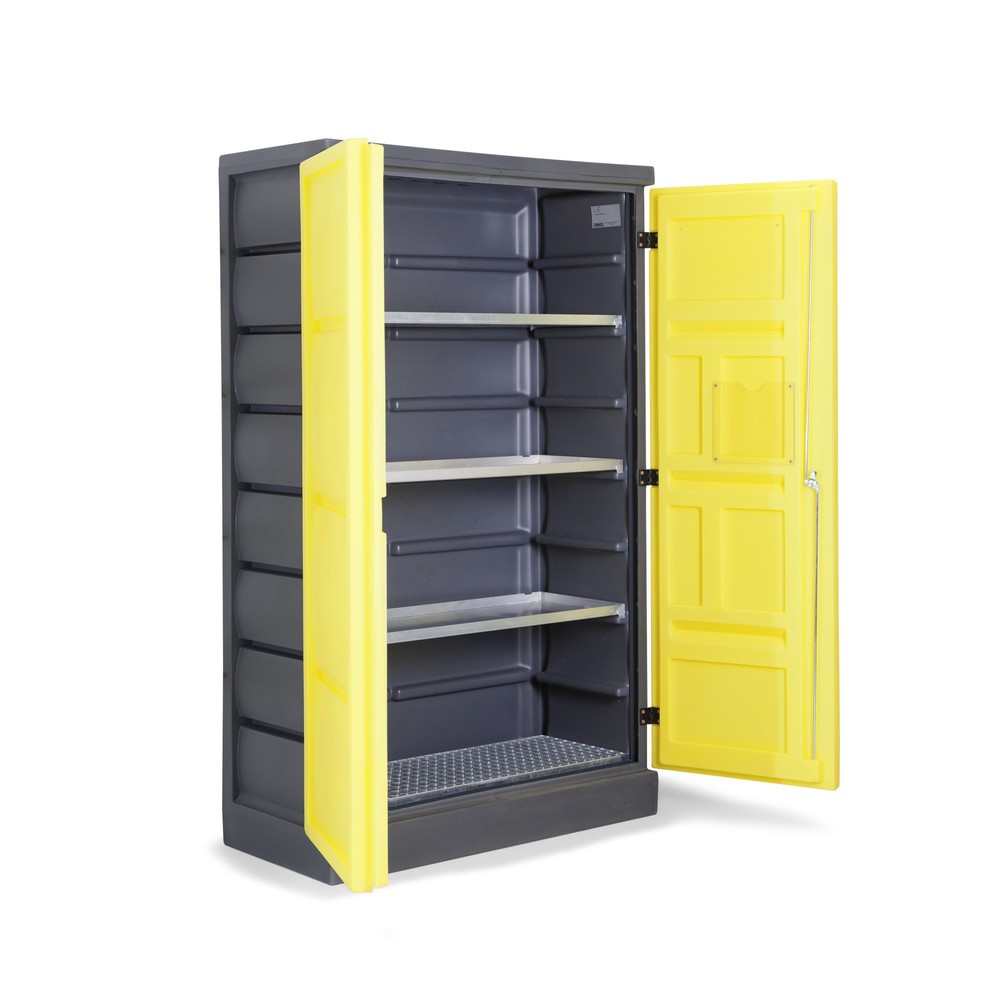 Número de imagen del producto 1: Armario ecológico de PE, alto x H x An x F 1990 x 1225 x 640 mm, 3 tinas + 1 rejilla de acero inoxidable