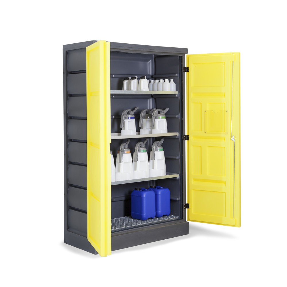 Número de imagen del producto 7: Armario ecológico de PE, alto x H x An x F 1990 x 1225 x 640 mm, 3 tinas + 1 rejilla de acero inoxidable