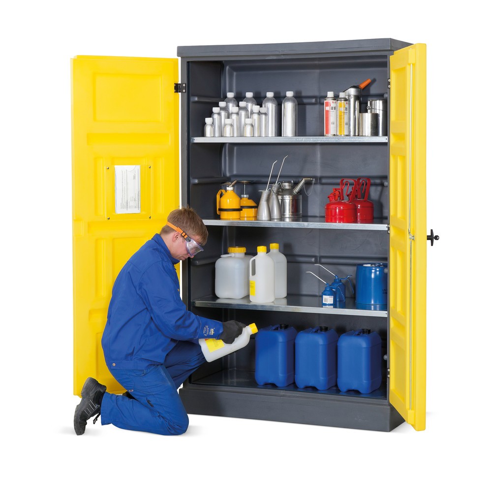 Número de imagen del producto 4: Armario ecológico fabricado en PE, alto H x An x F 1,990 x 1,225 x 640 mm, 4 rejillas de acero inoxidable