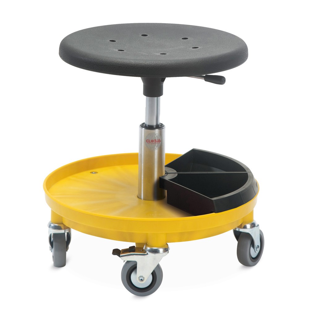 Imagen del producto: Global Stole A/S Conjunto de taburete con 2 bandejas para piezas pequeñas, altura de asiento 370-500 mm, ruedas, rojo