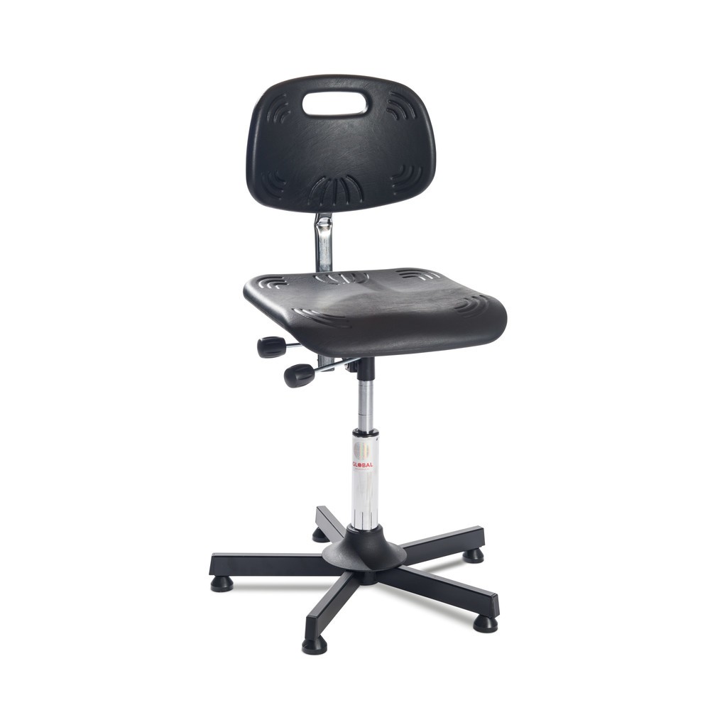Imagen del producto: Global Stole A/S Silla giratoria clásica de trabajo, asiento en forma de PU, altura del asiento 520-650 mm, planeador de suelo, base de acero