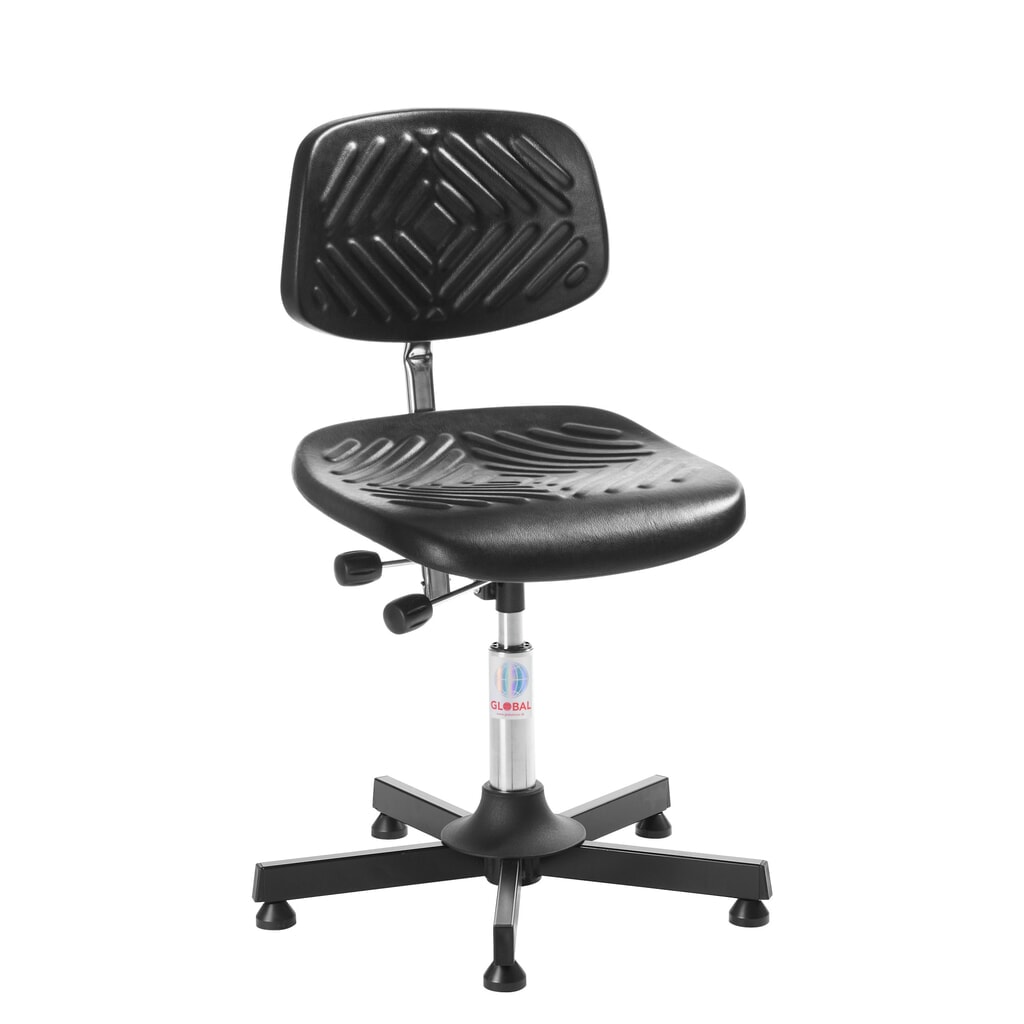 Global Stole A/S Silla giratoria Prestige Work, asiento extrafuerte en forma de PU, altura del asiento 520-650 mm, deslizadores de suelo, base de acero Imagen del producto: Global Stole A/S Silla giratoria Prestige Work, asiento extrafuerte en forma de PU, altura del asiento 520-650 mm, deslizadores de suelo, base de acero