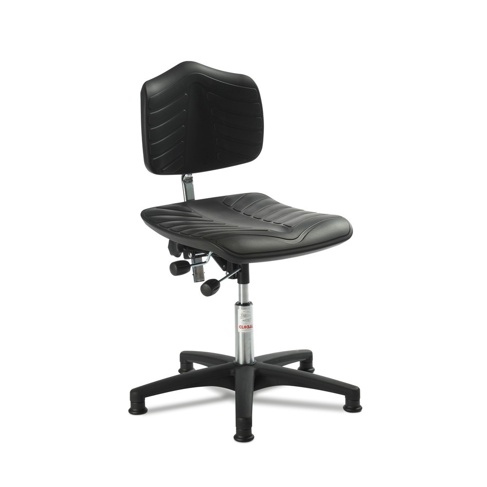 Número de imagen del producto 1: Global Stole A/S Silla giratoria de trabajo premium, PU moldeado asiento súper suave, altura de construcción del asiento 570-760 mm, deslizamiento de suelo, base de plástico
