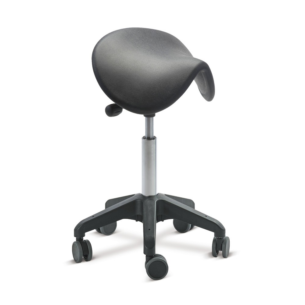 Imagen del producto: Global Stole A/S Taburete ergonómico, sillín PU, altura de construcción asiento 480-550 mm, ruedas, negro