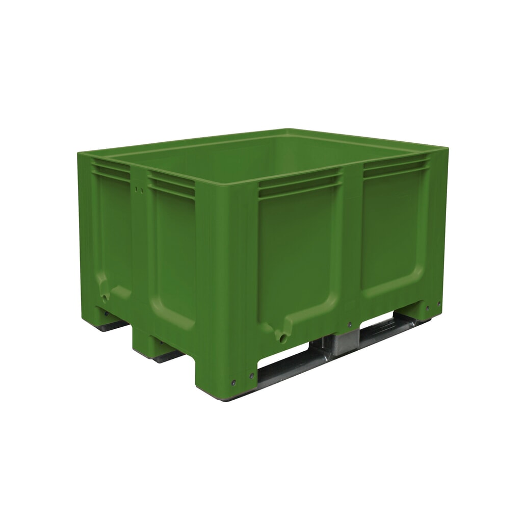 Gran contenedor de polietileno, 610 litros, con travesaños, verde Imagen del producto: Gran contenedor de polietileno, 610 litros, con travesaños, verde