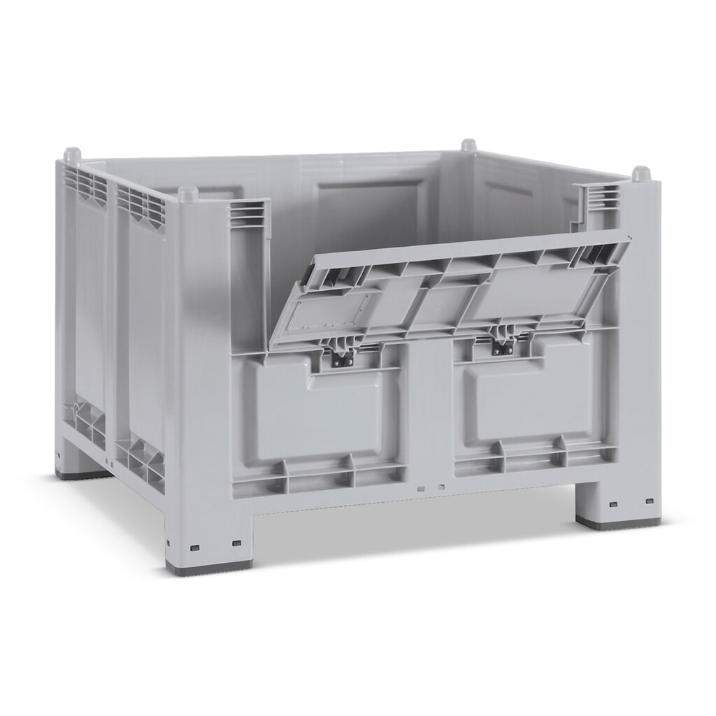Imagen del producto: Gran contenedor de polipropileno, 550 litros, con pies + tapa, gris