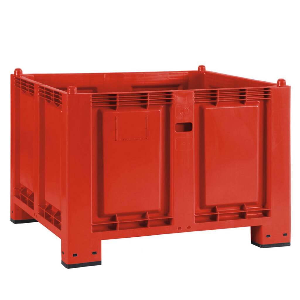 Gran contenedor de polipropileno, 550 litros, con pies, rojo Imagen del producto: Gran contenedor de polipropileno, 550 litros, con pies, rojo