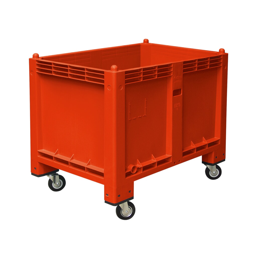 Imagen del producto: Gran contenedor de polipropileno, 550 litros, con rodillos, rojo