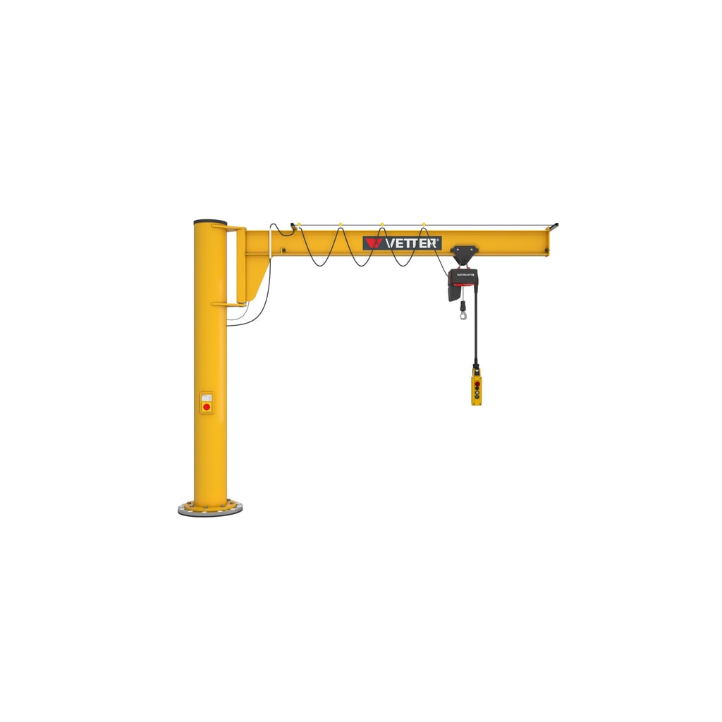 Imagen del producto: Grúa giratoria VETTER® incl. polipasto de cadena eléctrico LIFTKET, versión de columna, altura reducida, incl. material de fijación, voladizo 3.000 mm, CC 125 kg