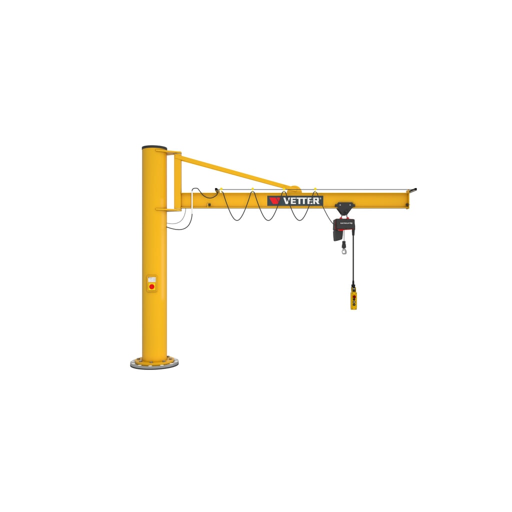 Imagen del producto: Grúa giratoria VETTER® incl. polipasto de cadena eléctrico LIFTKET, versión de columna con arriostramiento, incl. material de fijación, voladizo 3.000 mm, CC 125 kg
