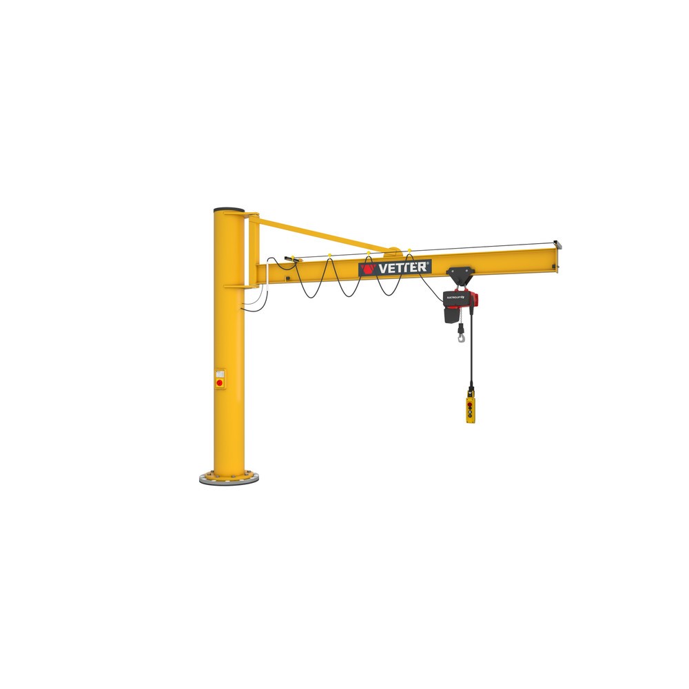 Número de imagen del producto 3: Grúa giratoria VETTER® incl. polipasto de cadena eléctrico LIFTKET, versión de columna con arriostramiento, incl. material de fijación, voladizo 3.000 mm, CC 125 kg