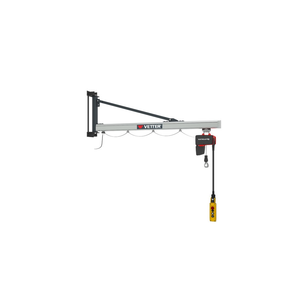 Número de imagen del producto 3: Grúa giratoria VETTER® incl. polipasto de cadena eléctrico LIFTKET, versión de pared, voladizo 3.900 mm, CC 250 kg
