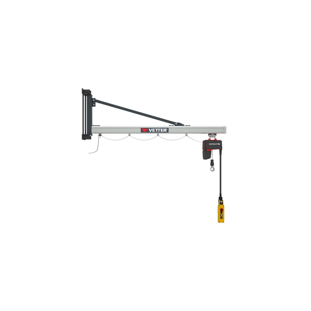Imagen del producto: Grúa giratoria VETTER® incl. polipasto de cadena eléctrico LIFTKET, versión de pared, voladizo 1.900 mm, CC 125 kg
