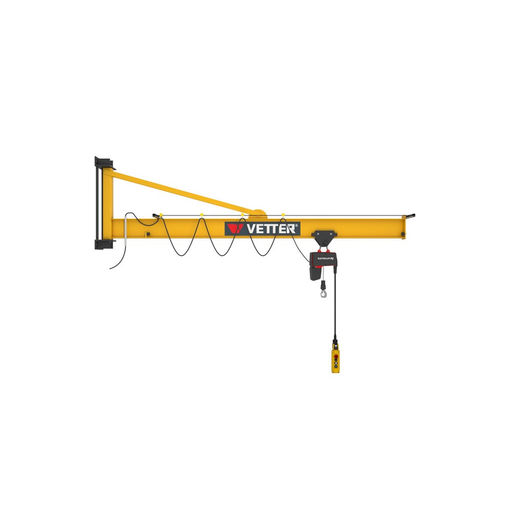 Imagen del producto: Grúa giratoria VETTER® incl. polipasto de cadena eléctrico LIFTKET, versión de pared con arriostramiento, voladizo 3.000 mm, CC 125 kg