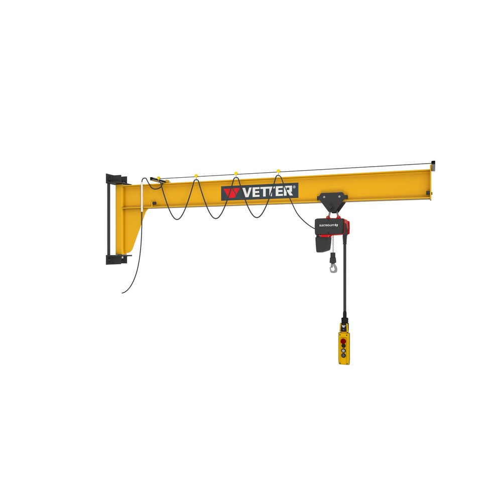 Número de imagen del producto 3: Grúa giratoria VETTER® incl. polipasto de cadena eléctrico LIFTKET, versión de pared, altura reducida, voladizo 3.000 mm, CC 125 kg
