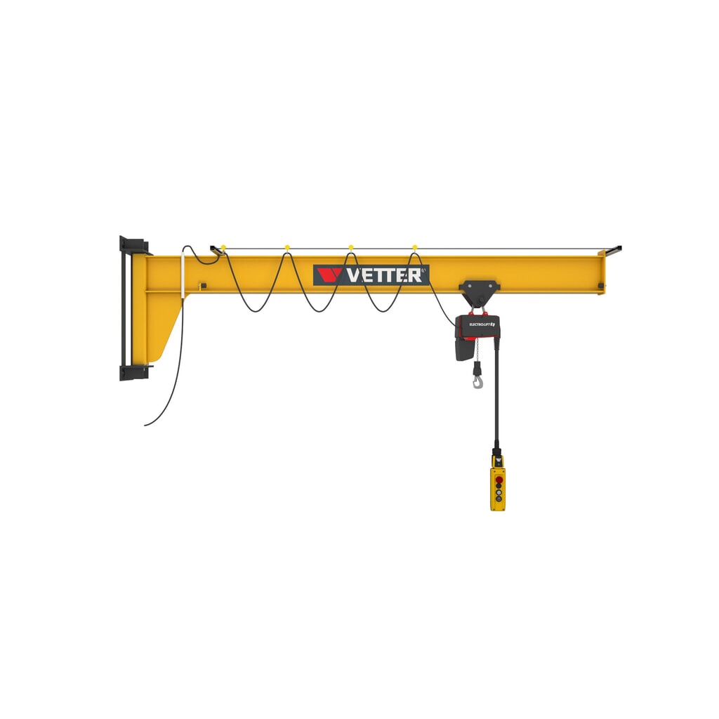 Grúa giratoria VETTER® incl. polipasto de cadena eléctrico LIFTKET, versión de pared, altura reducida, voladizo 3.000 mm, CC 125 kg Imagen del producto: Grúa giratoria VETTER® incl. polipasto de cadena eléctrico LIFTKET, versión de pared, altura reducida, voladizo 3.000 mm, CC 125 kg