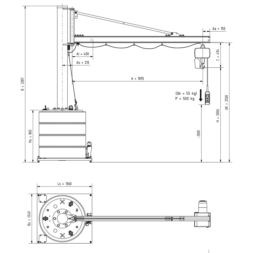Grúa giratoria VETTER® incl. polipasto de cadena eléctrico LIFTKET, radio de giro 270°, voladizo 1.900 mm, CC 500 kg Número de imagen del producto 3: Grúa giratoria VETTER® incl. polipasto de cadena eléctrico LIFTKET, radio de giro 270°, voladizo 1.900 mm, CC 500 kg