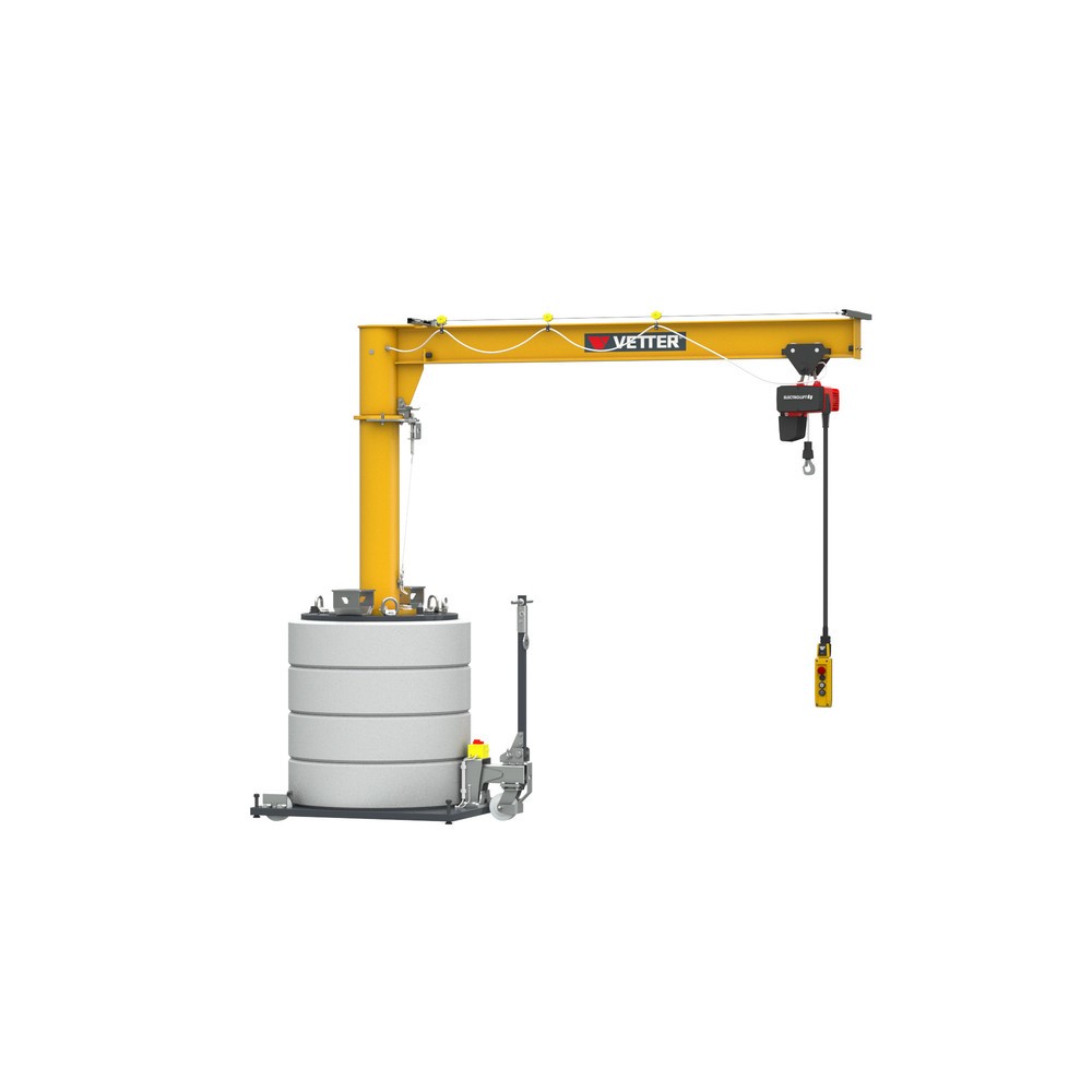 Número de imagen del producto 3: Grúa giratoria VETTER® incl. polipasto de cadena eléctrico LIFTKET, versión móvil, radio de giro 360°, voladizo 4.000 mm, CC 125 kg
