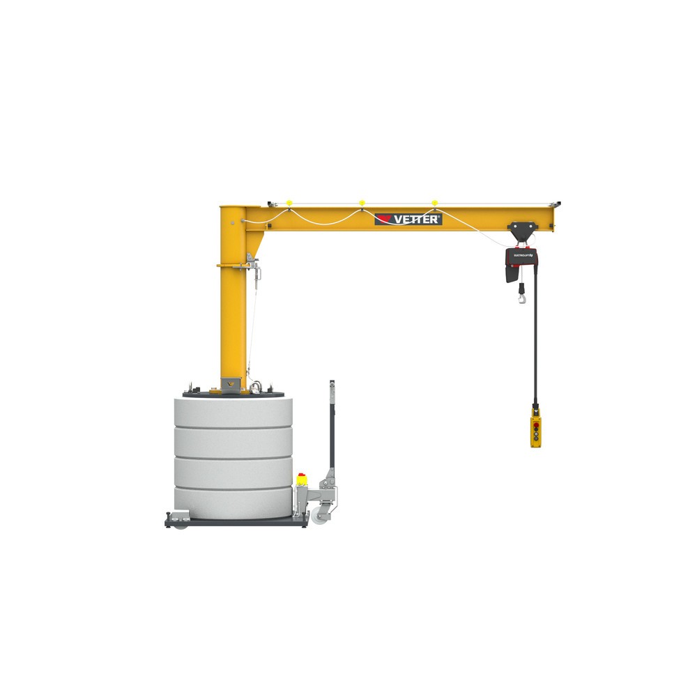 Imagen del producto: Grúa giratoria VETTER® incl. polipasto de cadena eléctrico LIFTKET, versión móvil, radio de giro 360°, voladizo 4.000 mm, CC 125 kg