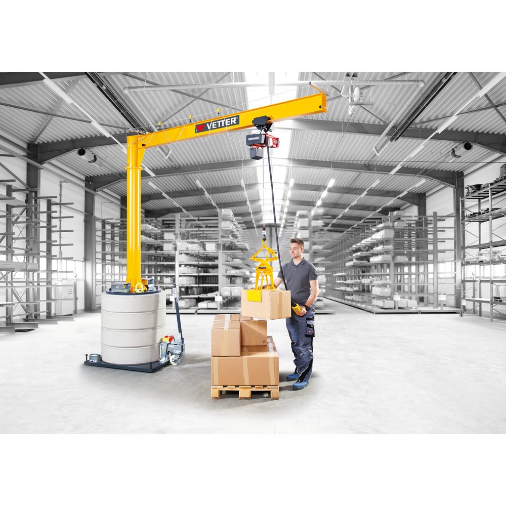Número de imagen del producto 4: Grúa giratoria VETTER® incl. polipasto de cadena eléctrico LIFTKET, versión móvil, radio de giro 360°, voladizo 4.000 mm, CC 125 kg