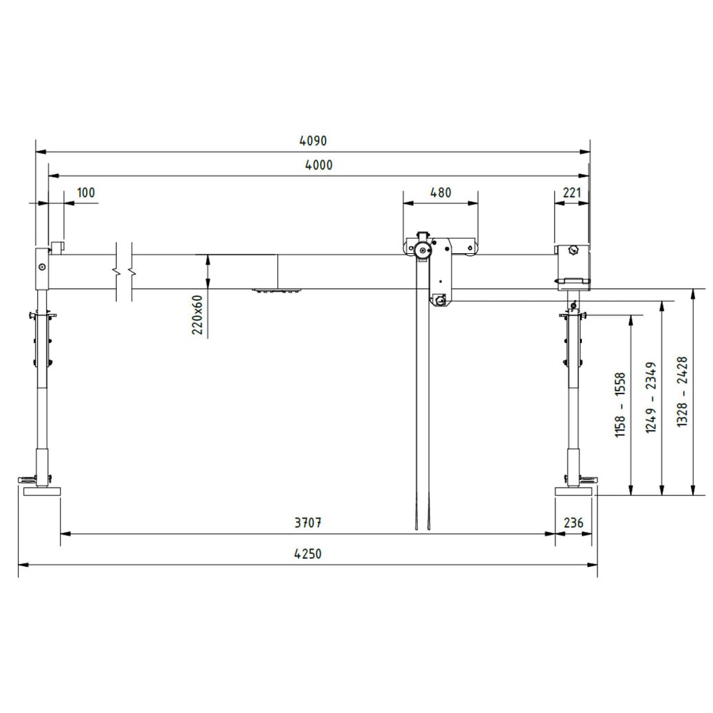 Número de imagen del producto 2: Grúa pórtico de aluminio SCHILLING con soporte divisible, punto de enganche 1.249-2.349 mm, CC 500 kg