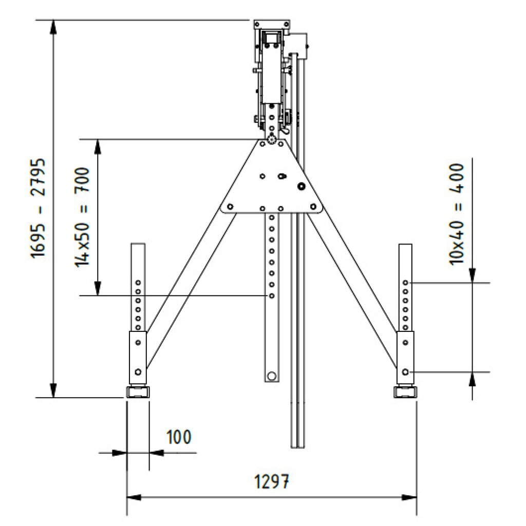 Grúa pórtico de aluminio SCHILLING con soporte divisible, punto de enganche 1.249-2.349 mm, CC 500 kg Número de imagen del producto 3: Grúa pórtico de aluminio SCHILLING con soporte divisible, punto de enganche 1.249-2.349 mm, CC 500 kg