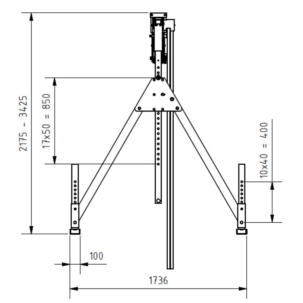 Número de imagen del producto 3: Grúa pórtico de aluminio SCHILLING con soporte divisible, punto de enganche 1.730-2.980 mm, CC 500 kg