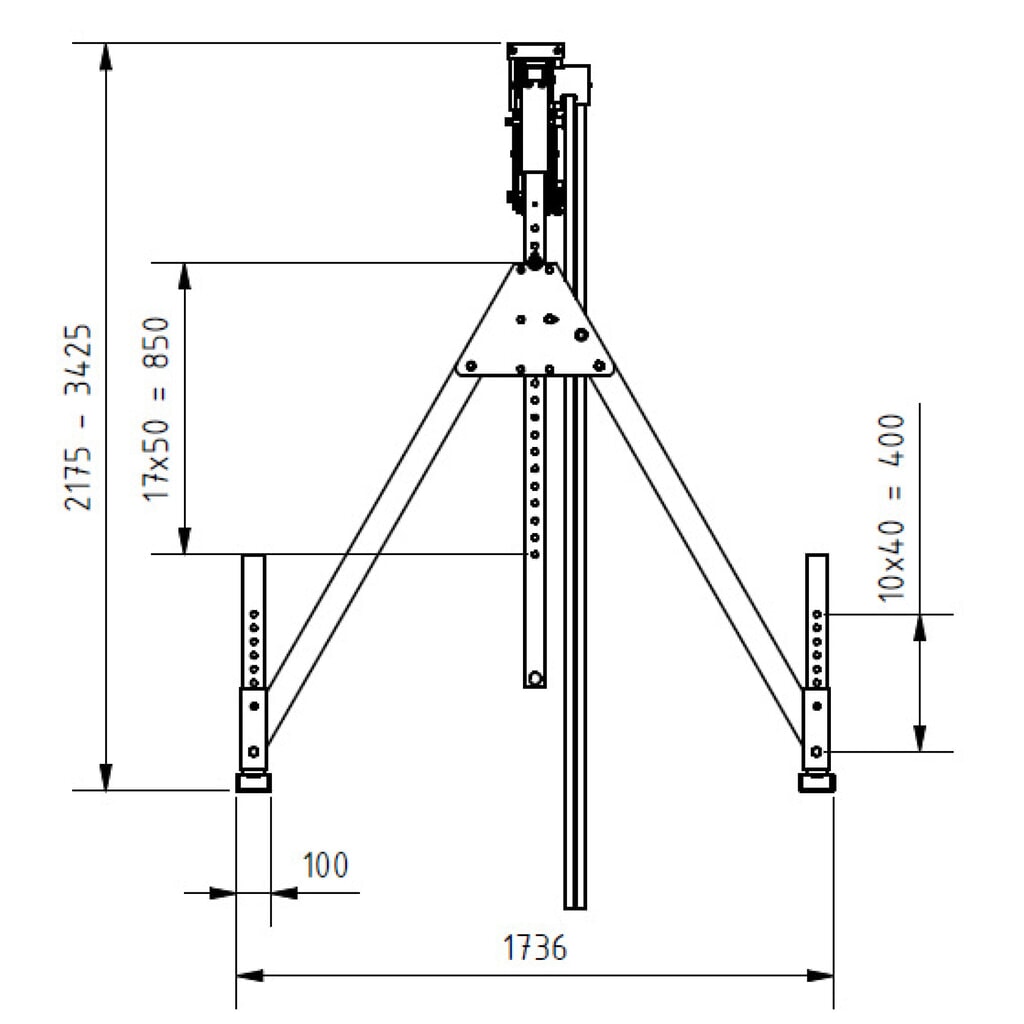 Número de imagen del producto 3: Grúa pórtico de aluminio SCHILLING con soporte divisible, punto de enganche 1.730-2.980 mm, CC 500 kg
