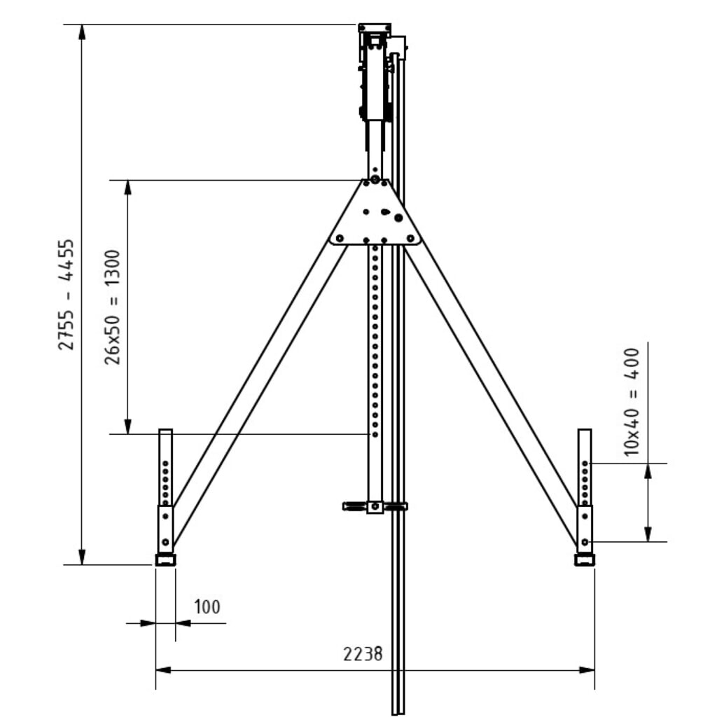 Número de imagen del producto 3: Grúa pórtico de aluminio SCHILLING con soporte divisible, punto de enganche 2.310-4.010 mm, CC 500 kg