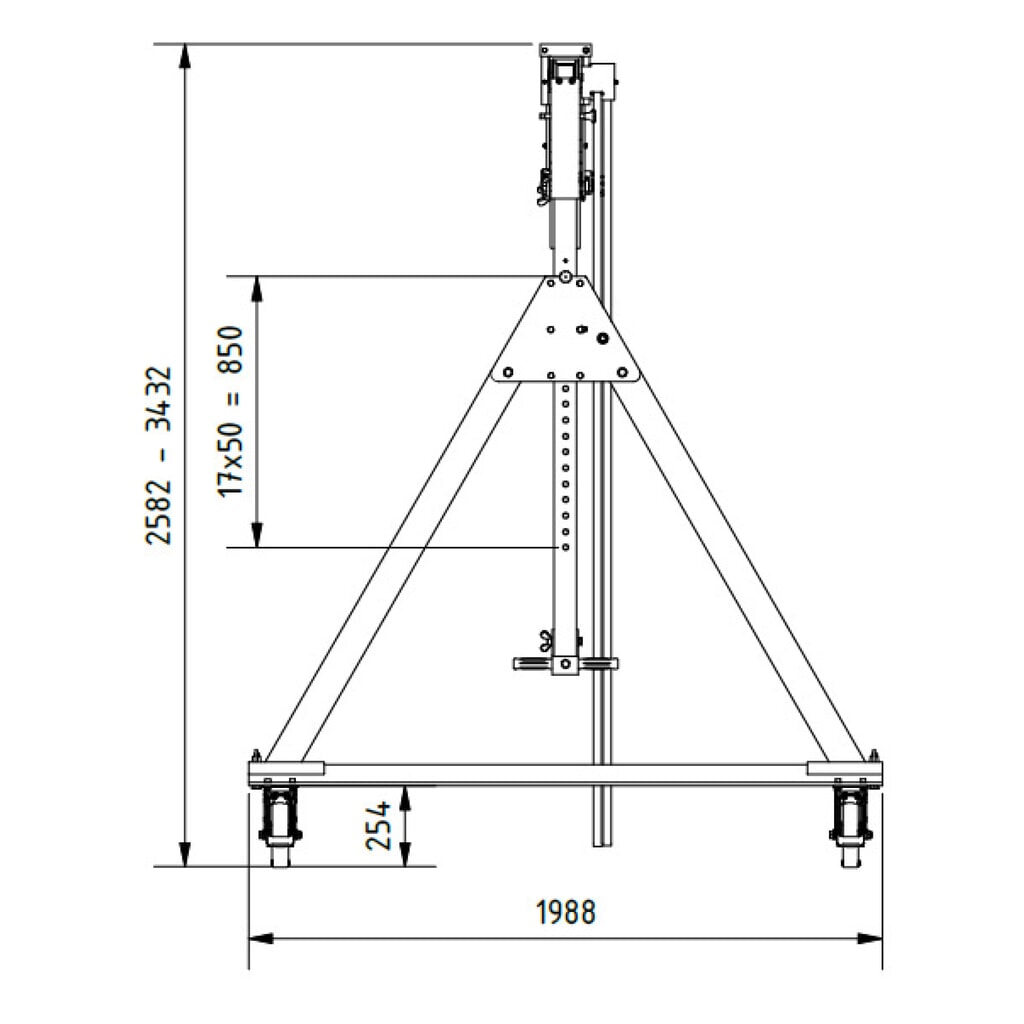 Grúa pórtico de aluminio SCHILLING con soporte divisible, móvil, altura total máxima 3.470 mm, CC 500 kg Número de imagen del producto 2: Grúa pórtico de aluminio SCHILLING con soporte divisible, móvil, altura total máxima 3.470 mm, CC 500 kg