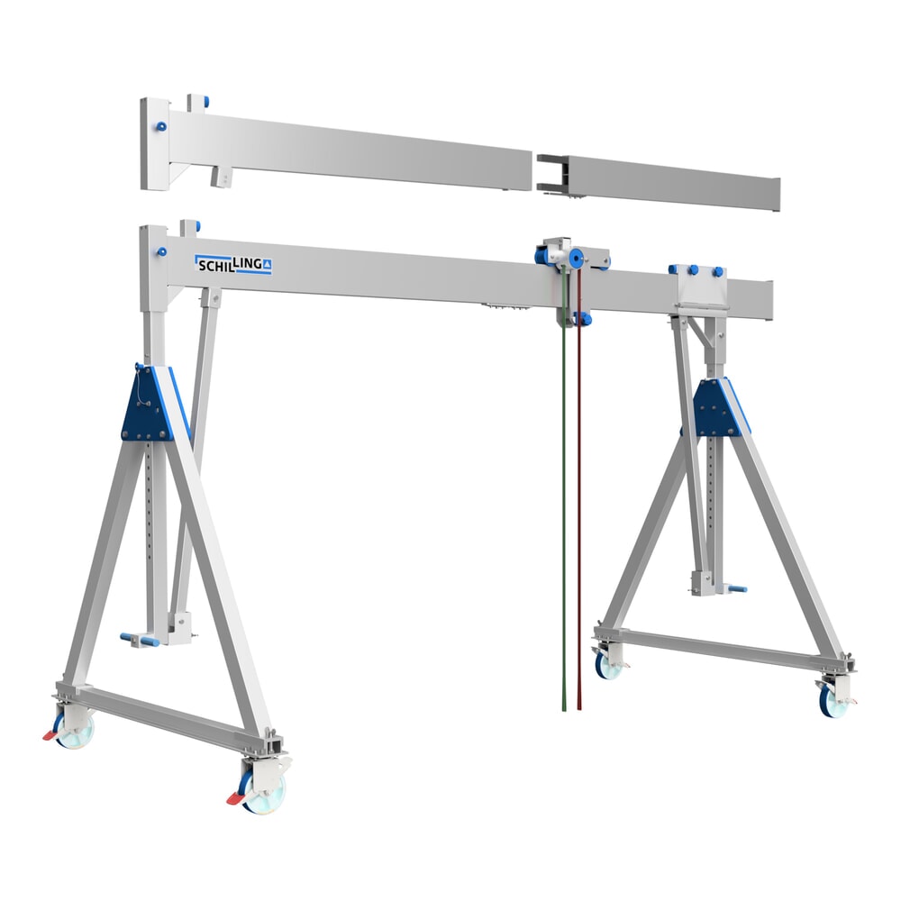 Imagen del producto: Grúa pórtico de aluminio SCHILLING con soporte divisible, móvil, altura total máxima 2.560 mm, CC 500 kg