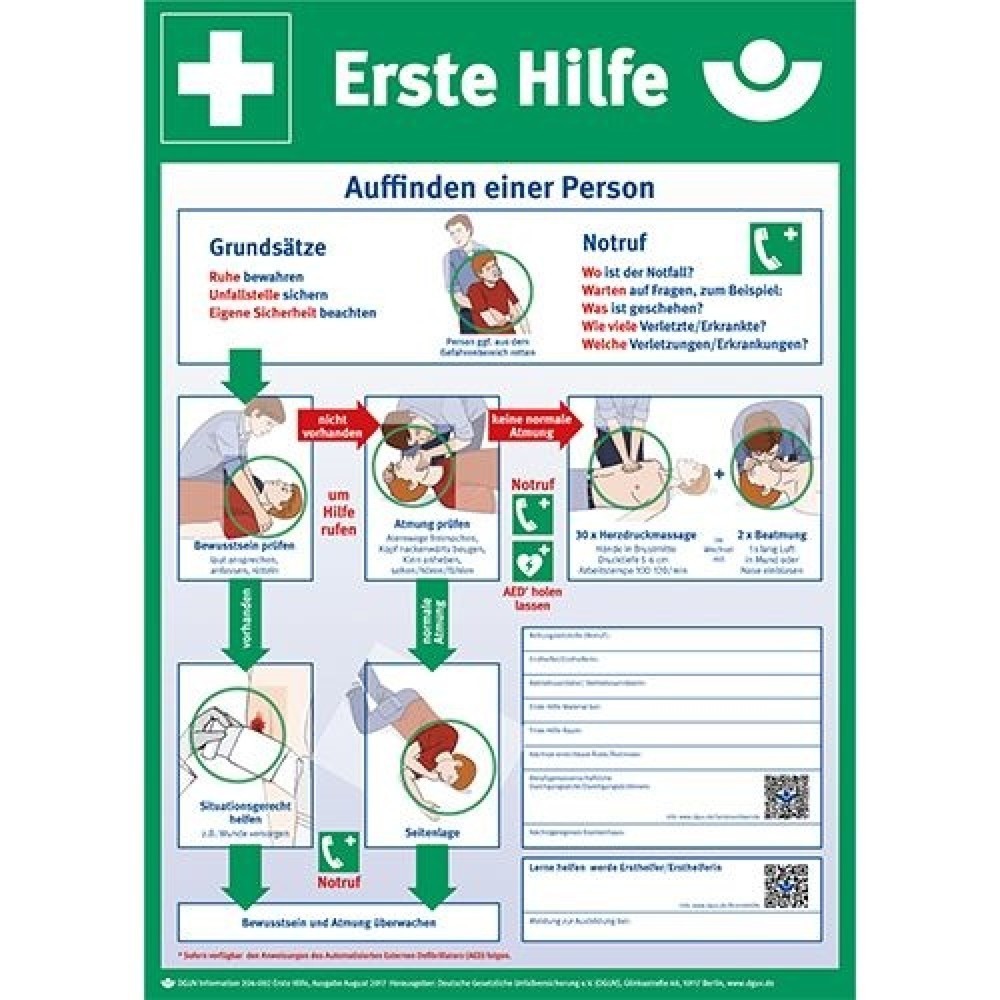 Imagen del producto: Instrucciones de primeros auxilios de B-Safety, según la información de DGUV 204-001