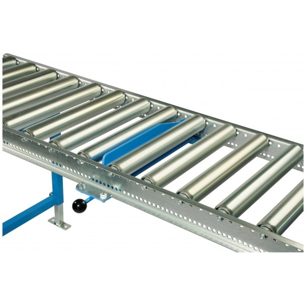 Bloqueo manual para transportadores de rodillos pequeños y ligeros de BLUME, ancho de transportador 800 mm Imagen del producto: Bloqueo manual para transportadores de rodillos pequeños y ligeros de BLUME, ancho de transportador 800 mm