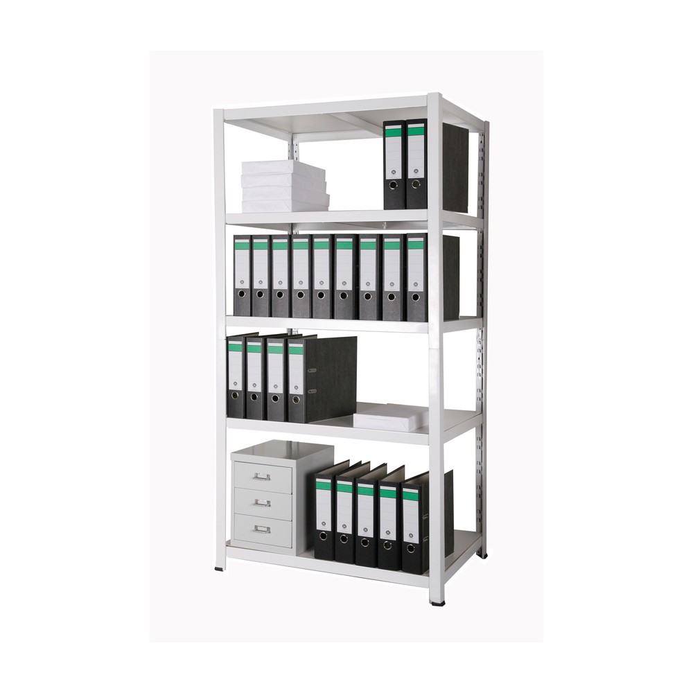 Número de imagen del producto 1: Estantería para archivo HEMMDAL, sistema de encajado, HxAxF 1.800 x 900 x 600 mm, 5 baldas de HDF, carga por estante 150 kg, máx. 110 archivadores, blanca