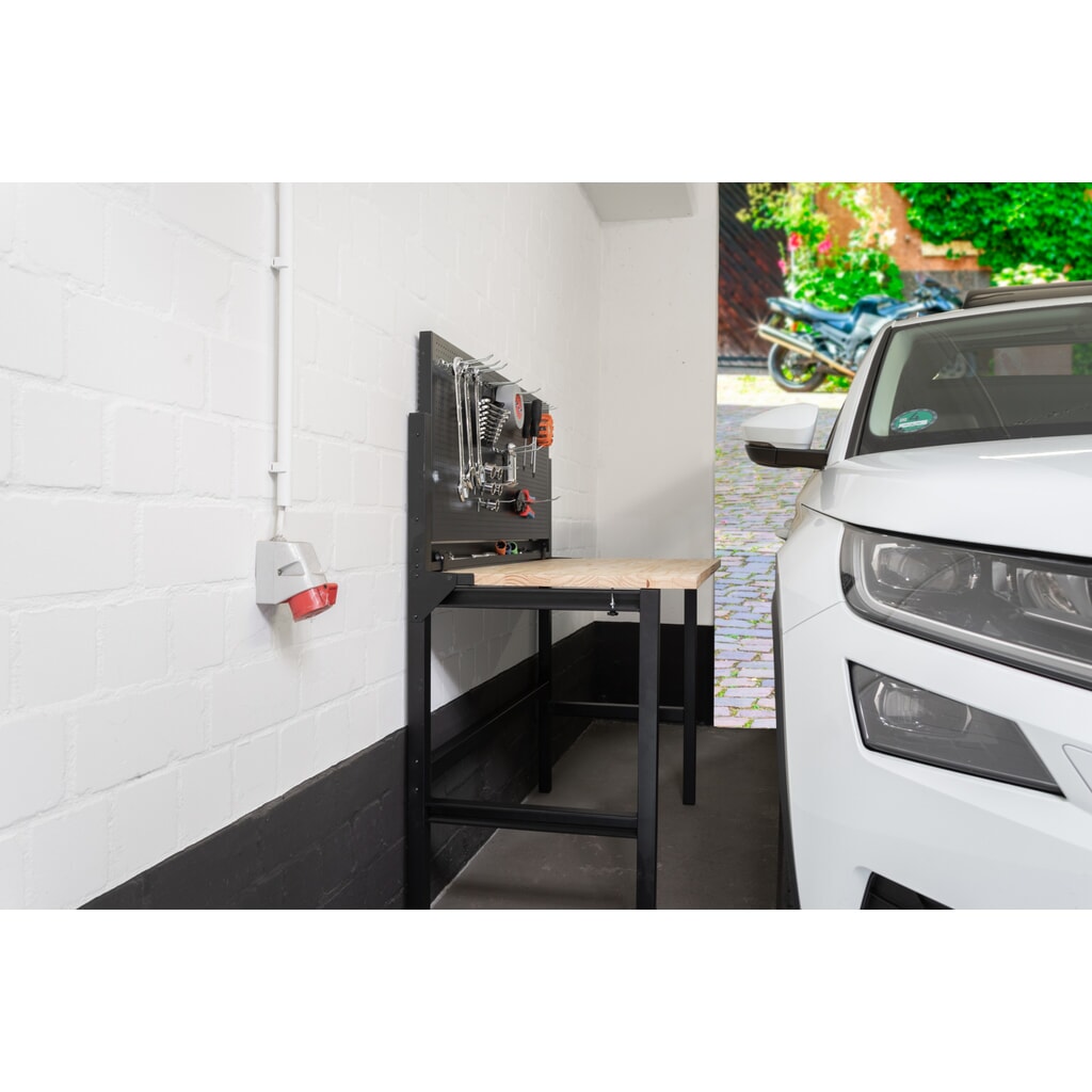 Número de imagen del producto 12: HEMMDAL Banco de trabajo plegable, capacidad de carga 150 kg, pared perforada inclusivo 10 gancho