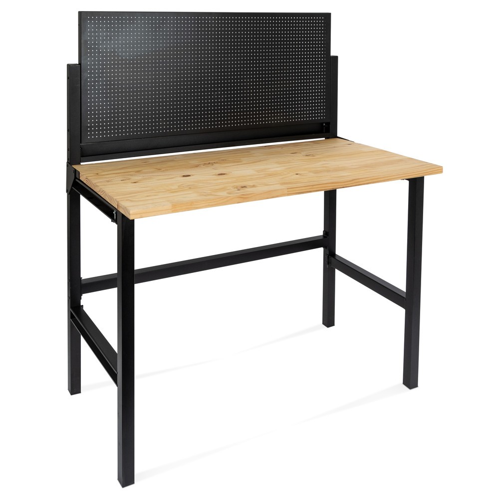 Imagen del producto: HEMMDAL Banco de trabajo plegable, capacidad de carga 150 kg, pared perforada inclusivo 10 gancho