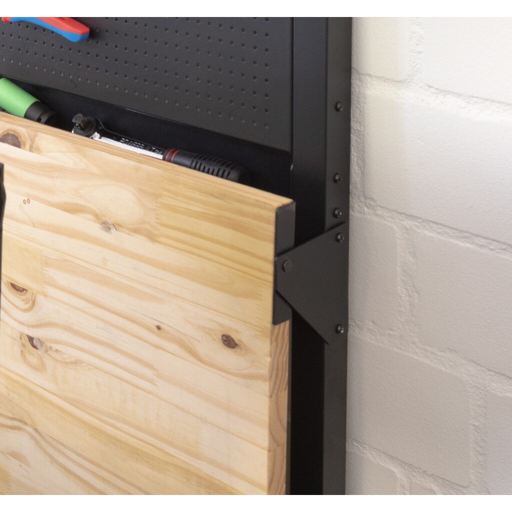 HEMMDAL Banco de trabajo plegable, capacidad de carga 150 kg, pared perforada inclusivo 10 gancho Número de imagen del producto 6: HEMMDAL Banco de trabajo plegable, capacidad de carga 150 kg, pared perforada inclusivo 10 gancho