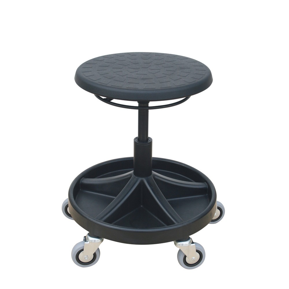 Imagen del producto: Taburete giratorio HEMMDAL, asiento de PU, altura de asiento de 400-530 mm, bandeja para herramientas, ruedas