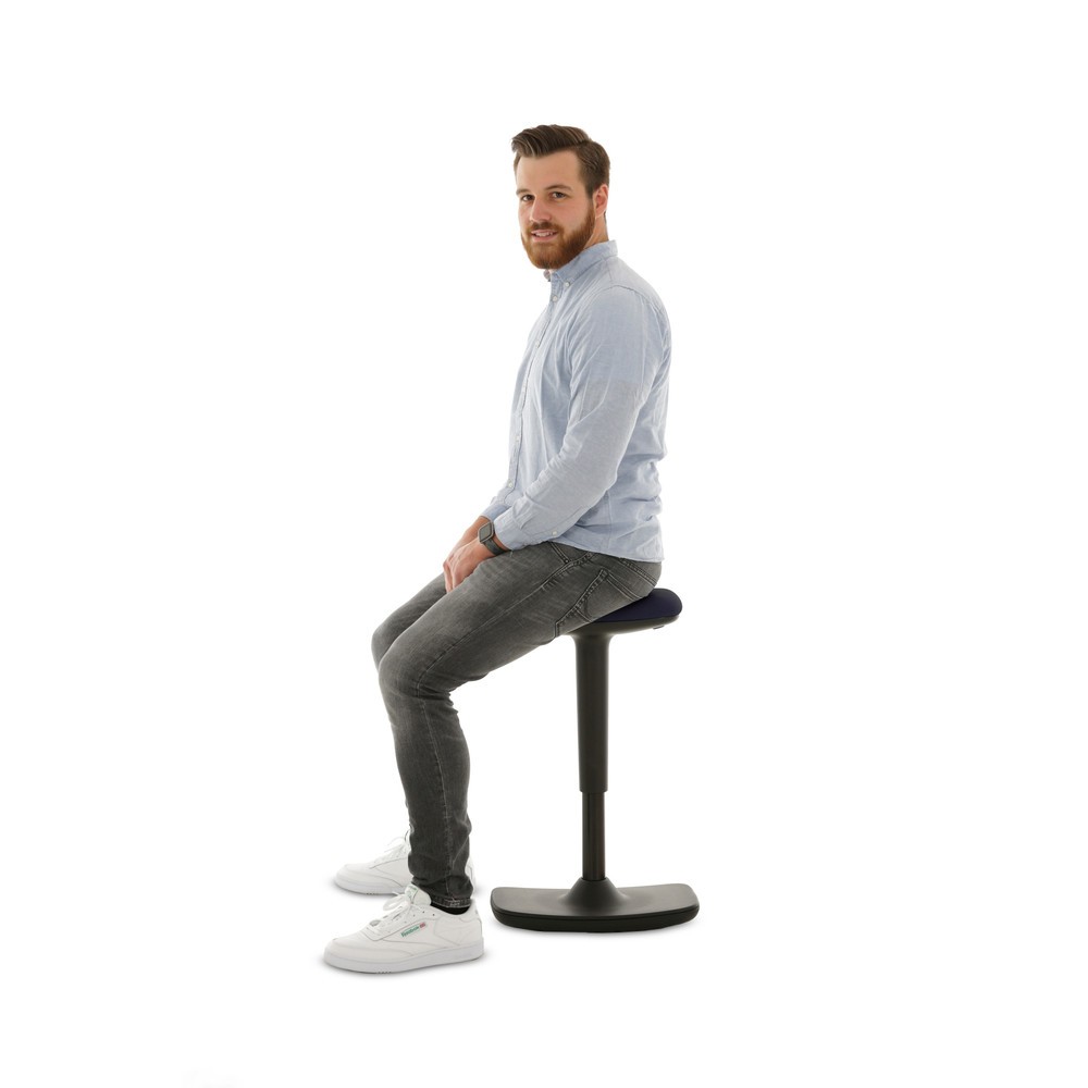 Número de imagen del producto 4: Taburete de pie HEMMDAL, asiento de cuero sintético, altura de asiento de 560-690 mm, base oscilante convexa