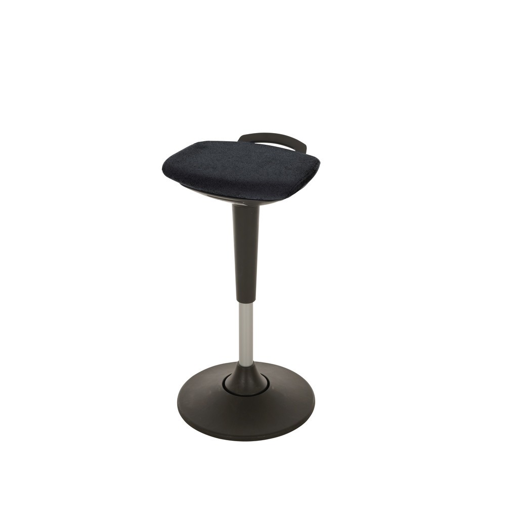 Imagen del producto: Taburete de pie HEMMDAL, asiento tapizado y asa de transporte, altura de asiento de 600-840 mm, base oscilante