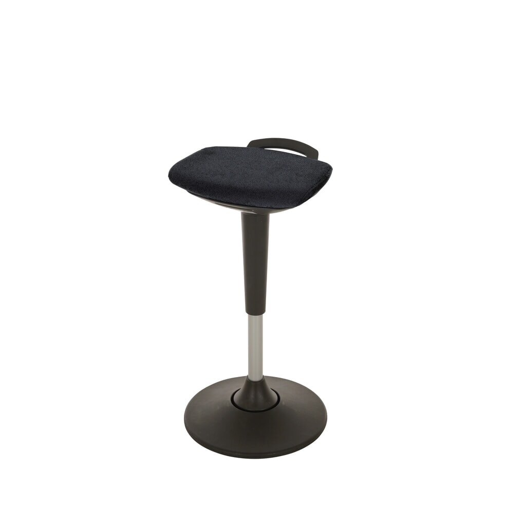 Imagen del producto: Taburete de pie HEMMDAL, asiento tapizado y asa de transporte, altura de asiento de 600-840 mm, base oscilante
