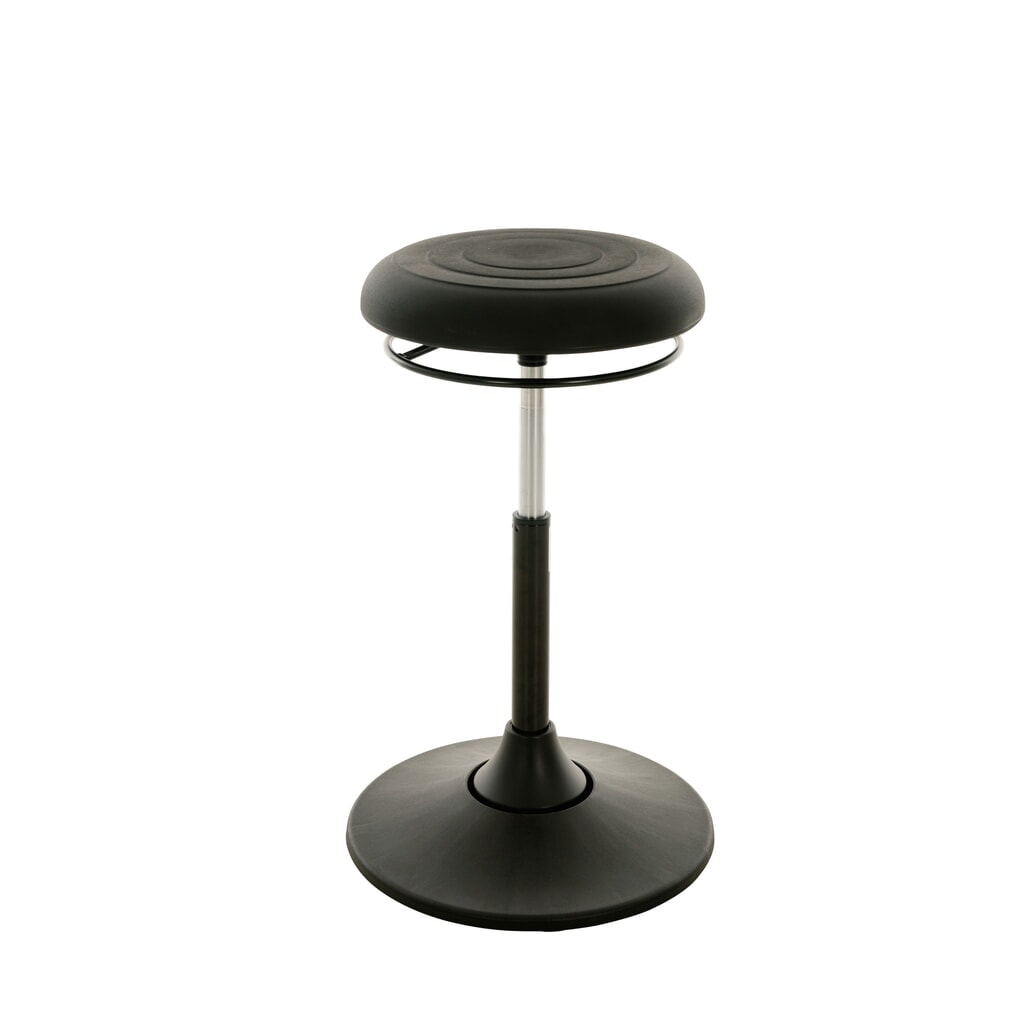 Imagen del producto: Taburete de pie HEMMDAL, asiento giratorio de cuero sintético, altura de asiento de 510-700 mm, base oscilante