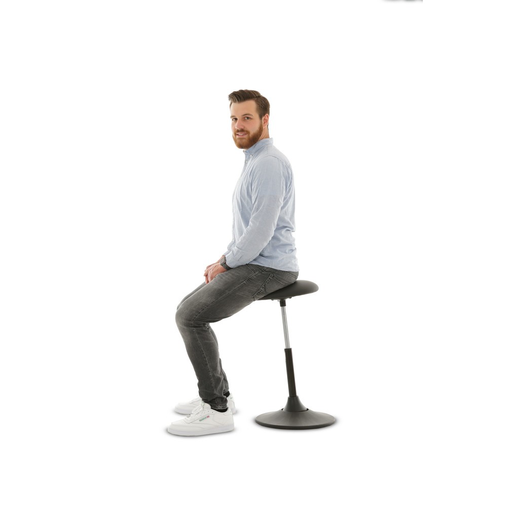 Número de imagen del producto 3: Taburete de pie HEMMDAL, asiento giratorio de cuero sintético, altura de asiento de 510-700 mm, base oscilante