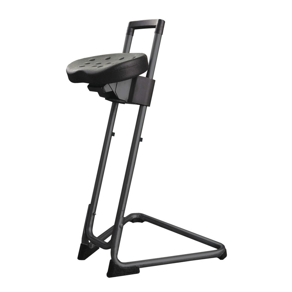 Imagen del producto: Taburete HEMMDAL, asiento confort de PU giratorio e inclinable, altura de asiento de 600-850 mm, negro