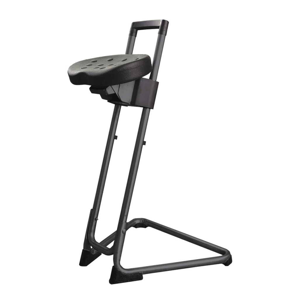 Imagen del producto: Taburete HEMMDAL, asiento confort de PU giratorio e inclinable, altura de asiento de 600-850 mm, negro