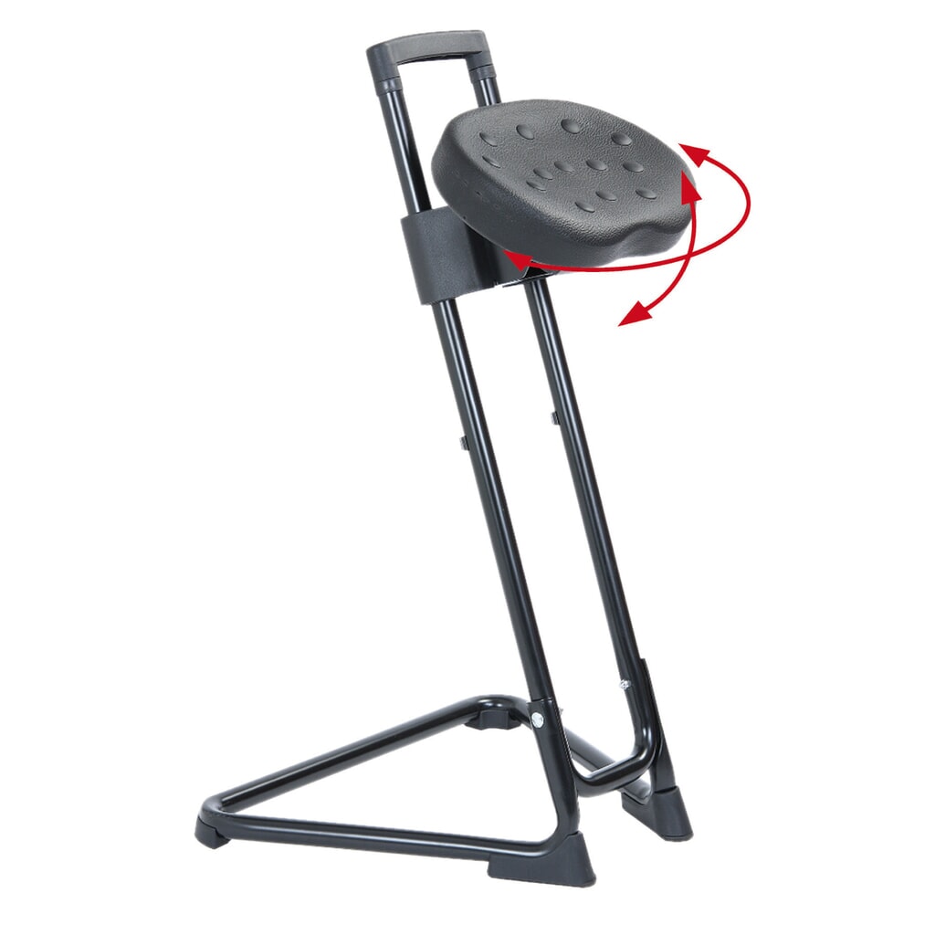 Número de imagen del producto 3: Taburete HEMMDAL, asiento confort de PU giratorio e inclinable, altura de asiento de 600-850 mm, negro