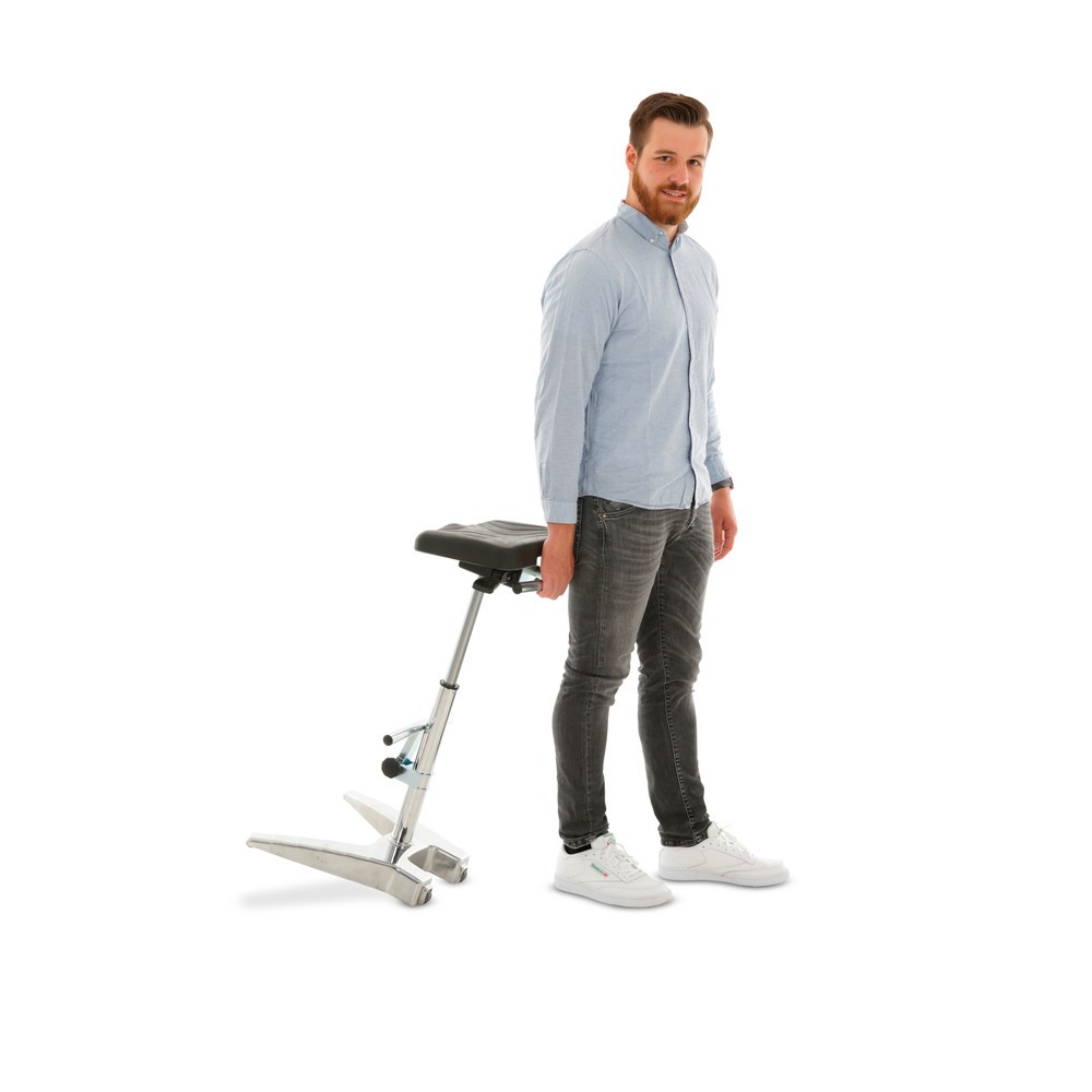Número de imagen del producto 3: Soporte XXL de pie HEMMDAL , asiento de PU extraancho y asa de transporte, altura de asiento de 700-880 mm, reposapiés