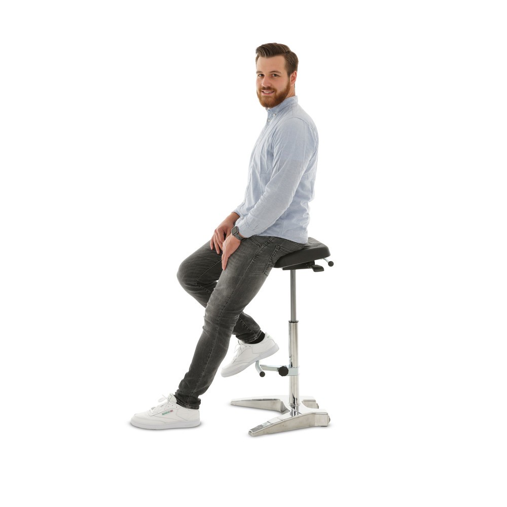 Número de imagen del producto 5: Soporte XXL de pie HEMMDAL , asiento de PU extraancho y asa de transporte, altura de asiento de 700-880 mm, reposapiés