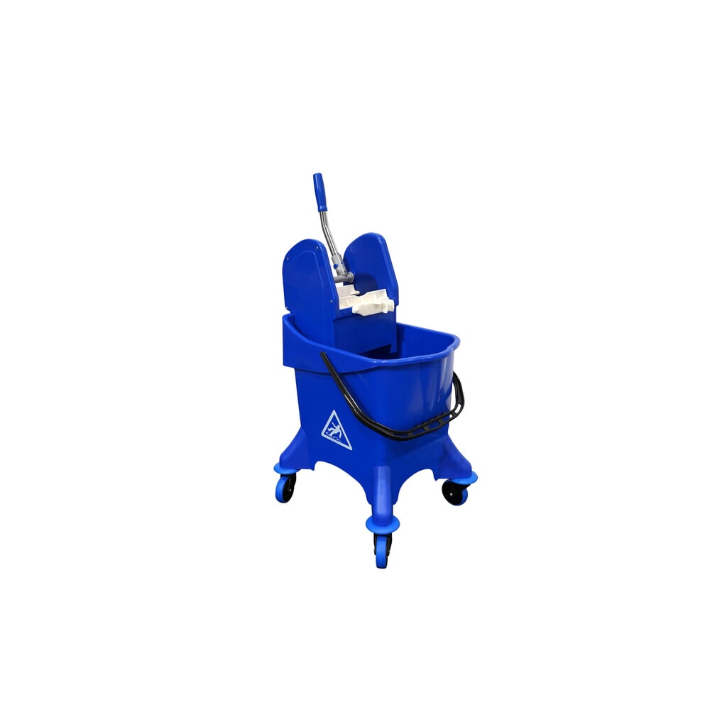 Imagen del producto: Juego de carro de transporte de limpieza para principiantes Steinbock®, 30 litros, 5 trapeadores de algodón 400 mm, mango|maniobra cromado de 2 piezas y soporte plegable